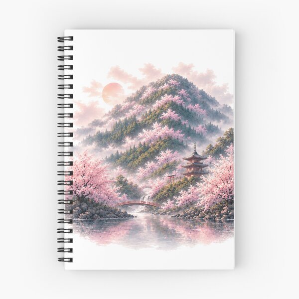 Item preview, Sakura Mountain – Japanese Cherry Blossom Spring Landscape Art designed and sold by Cloud Tide Studio.