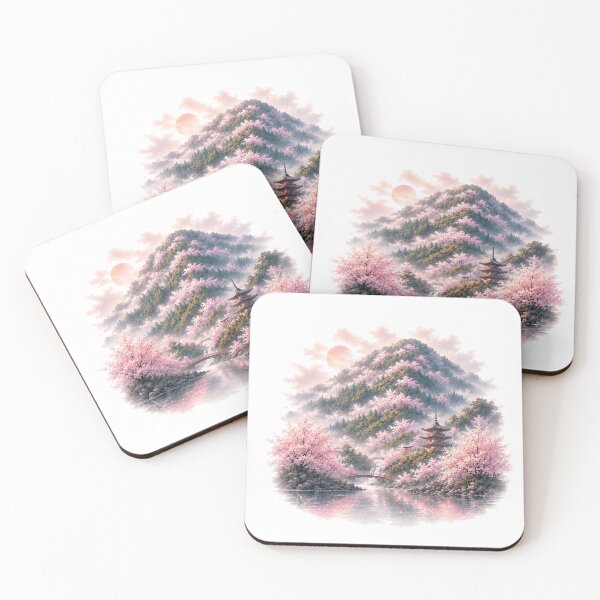 Item preview, Sakura Mountain – Japanese Cherry Blossom Spring Landscape Art designed and sold by Cloud Tide Studio.