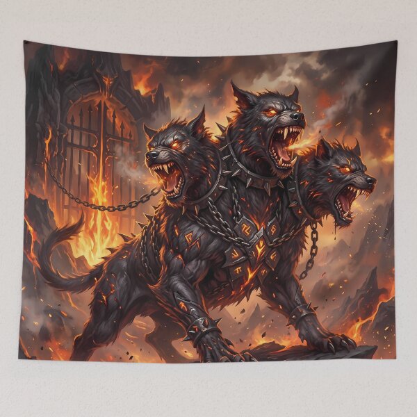 Item preview, Fire Cerberus Three Headed Hellhound Gates Of Hades designed and sold by ART ATTACK ZONE.
