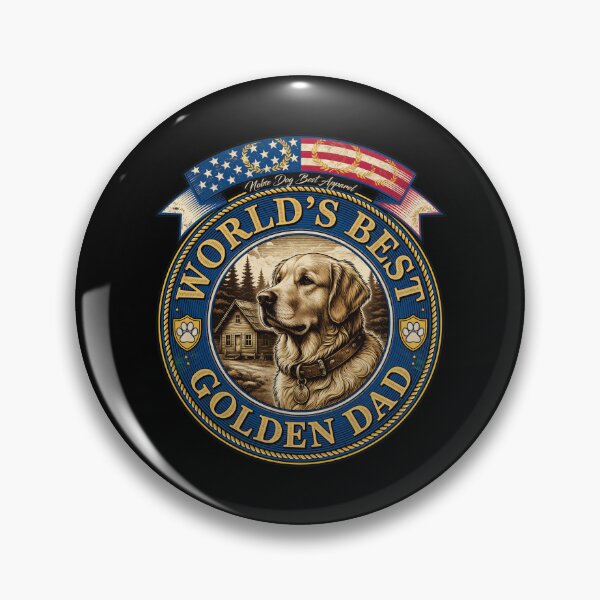 Item preview, World's Best Golden Dad Vintage Retriever Emblem designed and sold by SoyLamderma.