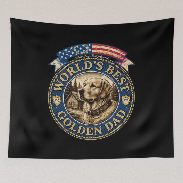 Item preview, World's Best Golden Dad Vintage Retriever Emblem designed and sold by SoyLamderma.