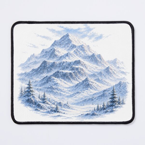 Item preview, Snow Mountain – Peaceful Blue Winter Alpine Landscape Art designed and sold by Cloud Tide Studio.