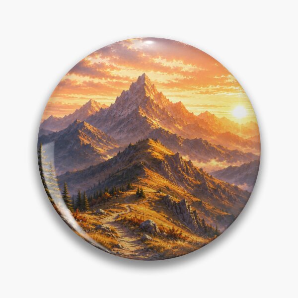 Item preview, Golden Ridge – Mountain Sunset and Glowing Alpine Landscape Art designed and sold by Cloud Tide Studio.