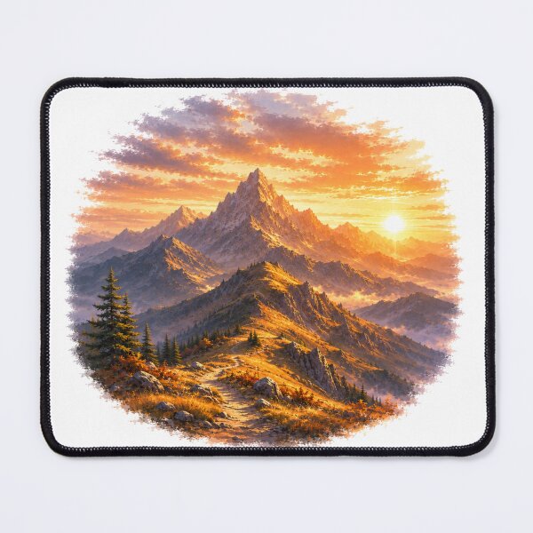 Item preview, Golden Ridge – Mountain Sunset and Glowing Alpine Landscape Art designed and sold by Cloud Tide Studio.