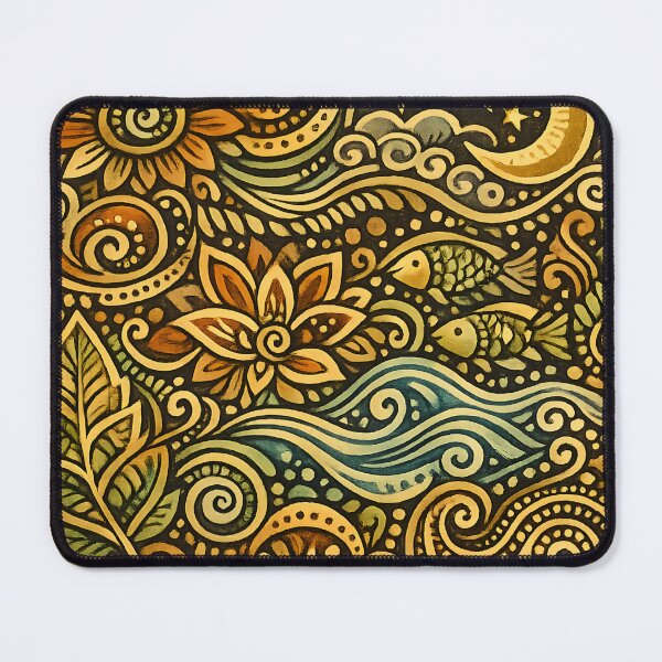 Item preview, Boho Nature Floral & Ocean Pattern | Folk Art Illustration designed and sold by Tshirtstory.