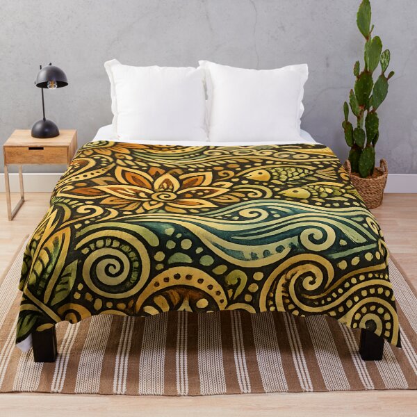 Item preview, Boho Nature Floral & Ocean Pattern | Folk Art Illustration designed and sold by Tshirtstory.