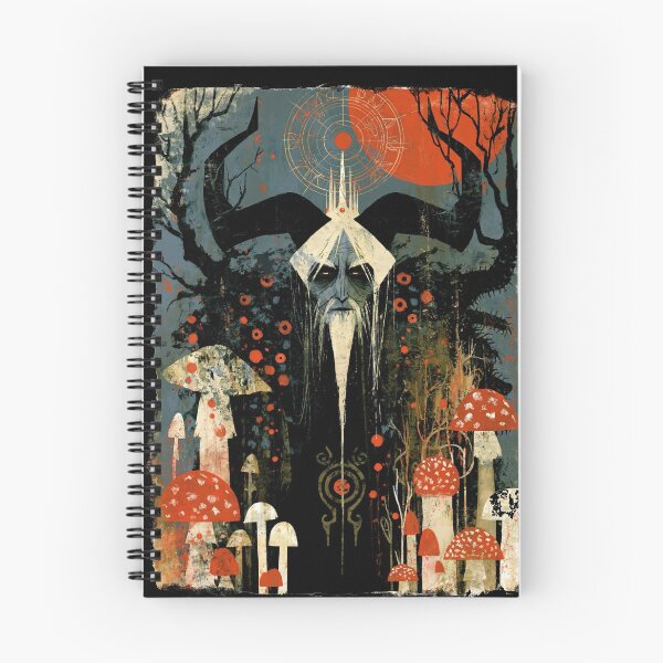 Item preview, The Old Rites: Ancient Forest God Among Red Toadstools Folk Horror Art designed and sold by The Wild Kingdom.