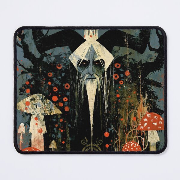 Item preview, The Old Rites: Ancient Forest God Among Red Toadstools Folk Horror Art designed and sold by The Wild Kingdom.