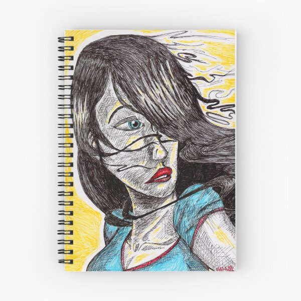 Item preview, Hand Drawn Woman Portrait T-Shirt - Original Sketch Art | Blue Eyes Red Lips Yellow Glow designed and sold by SketchMcKenzie.