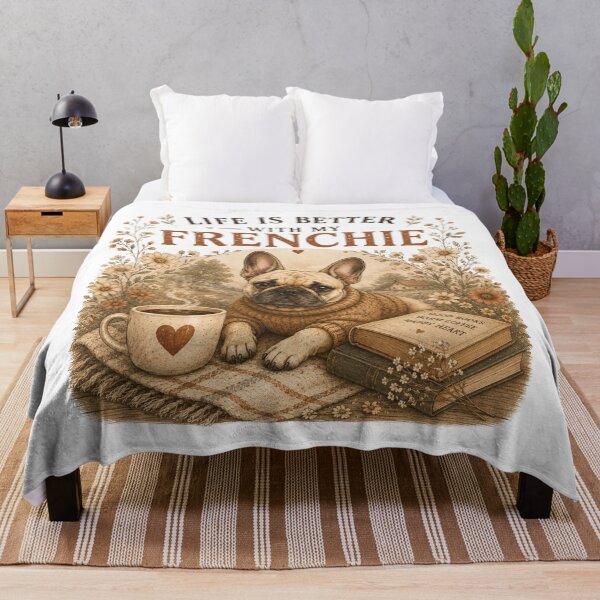 Item preview, Life Is Better With My Frenchie – Cozy French Bulldog Vintage Floral Dog Lover Design designed and sold by Hello Lola.