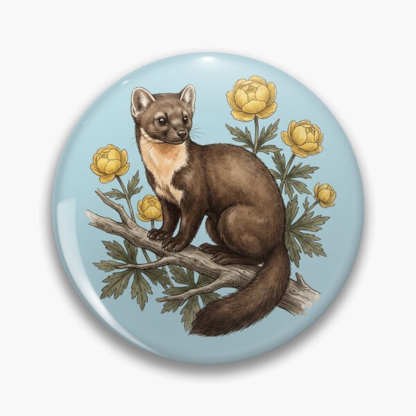 Item preview, Pine Marten Surrounded By Yellow Wildflowers Nature Wildlife designed and sold by BirdsnStuff.
