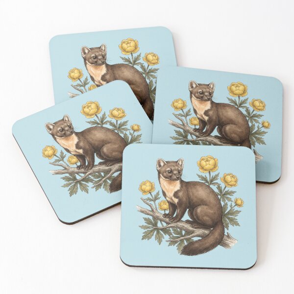 Item preview, Pine Marten Surrounded By Yellow Wildflowers Nature Wildlife designed and sold by BirdsnStuff.