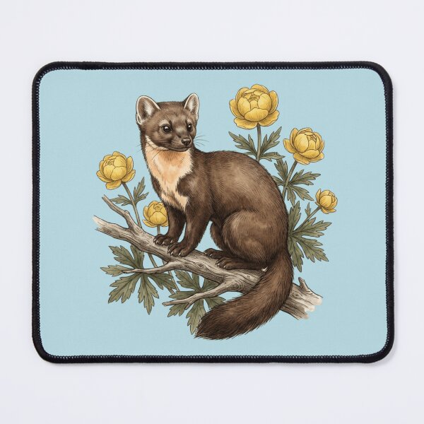 Item preview, Pine Marten Surrounded By Yellow Wildflowers Nature Wildlife designed and sold by BirdsnStuff.