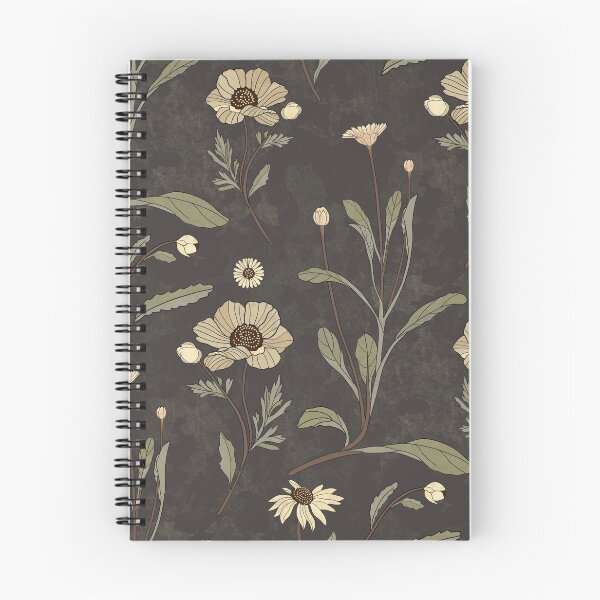 Item preview, Vintage botanical Daisy flowers - textured surface - sage charcoal cream designed and sold by ahahdodo.
