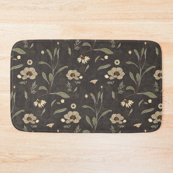 Item preview, Vintage botanical Daisy flowers - textured surface - sage charcoal cream designed and sold by ahahdodo.