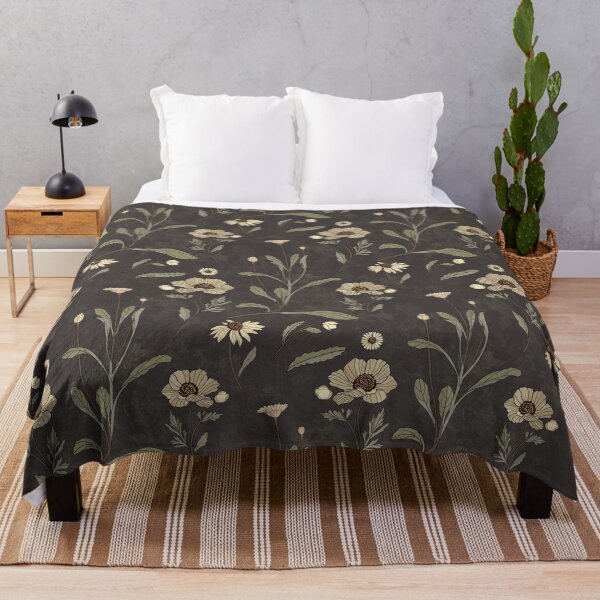 Item preview, Vintage botanical Daisy flowers - textured surface - sage charcoal cream designed and sold by ahahdodo.