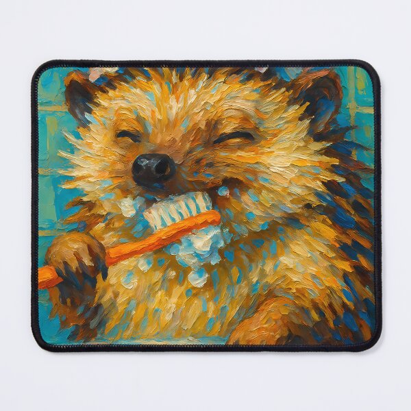 Item preview, Abstract Painting of Whimsical Hedgehog Brushing | Cute Playful Hedgehog Illustration | Colorful Modern Kids Bathroom Wall Art Print designed and sold by PaintedPixels01.