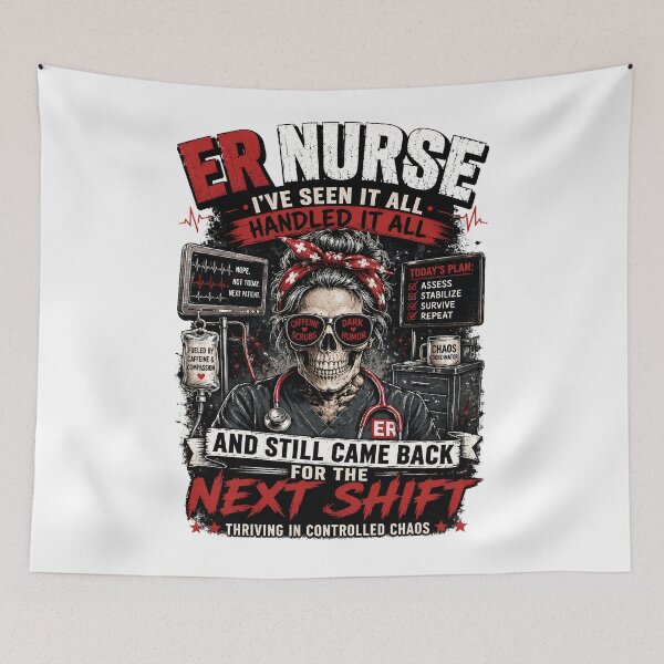 Item preview, ER Nurse Skull Thriving In Controlled Chaos designed and sold by Nurse Craft Studio.