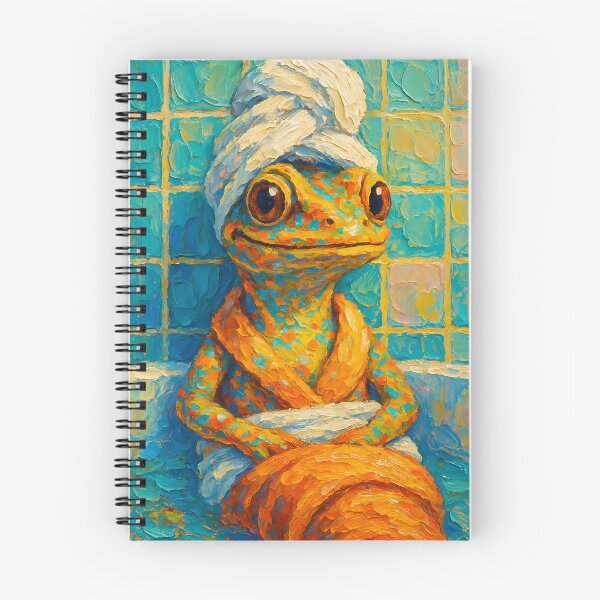 Item preview, Abstract Painting of Spa Day Gecko | Whimsical Cute Gecko Illustration | Colorful Modern Self-Care Animal Wall Art Print designed and sold by PaintedPixels01.