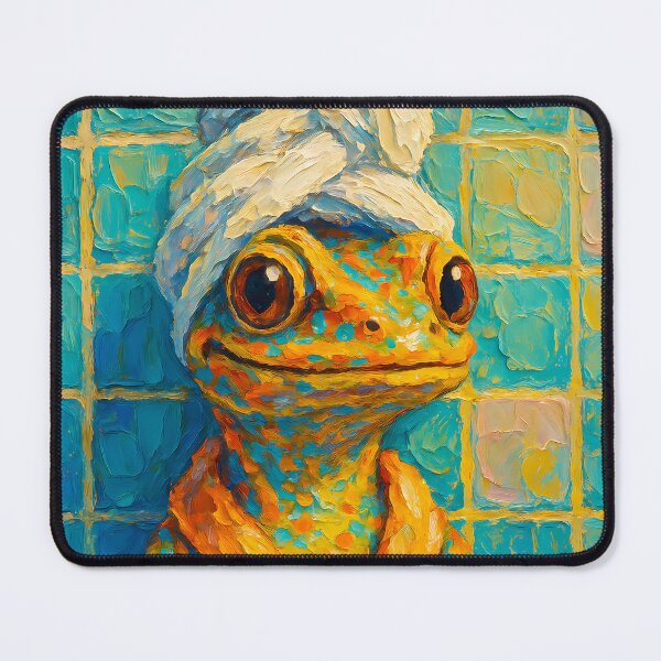 Item preview, Abstract Painting of Spa Day Gecko | Whimsical Cute Gecko Illustration | Colorful Modern Self-Care Animal Wall Art Print designed and sold by PaintedPixels01.