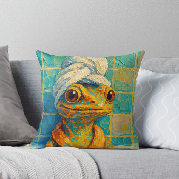 Item preview, Abstract Painting of Spa Day Gecko | Whimsical Cute Gecko Illustration | Colorful Modern Self-Care Animal Wall Art Print designed and sold by PaintedPixels01.