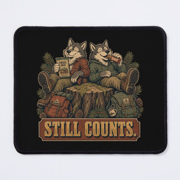 Item preview, Still Counts Funny Wolf Hiking Snack Break Retro Outdoor designed and sold by freshwear design.