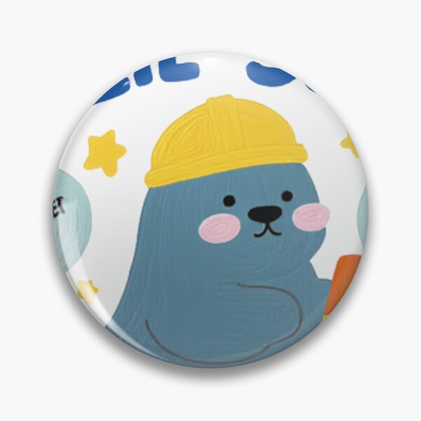 Item preview, Cute Neil the Seal with Traffic Cone Textured Oil Painting designed and sold by The Emoji Vibe.