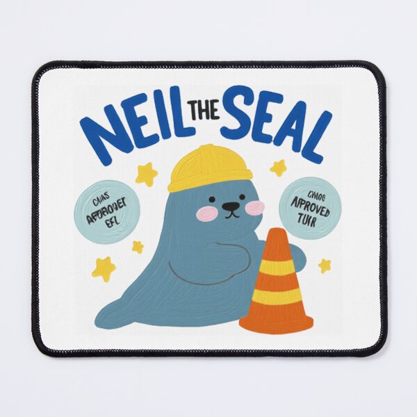 Item preview, Cute Neil the Seal with Traffic Cone Textured Oil Painting designed and sold by The Emoji Vibe.