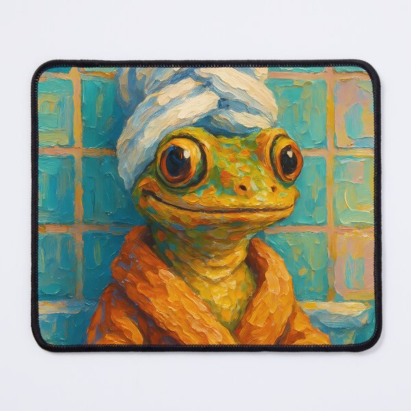 Item preview, Abstract Painting of Spa Day Gecko | Whimsical Cute Gecko Illustration | Colorful Modern Self-Care Animal Wall Art Print designed and sold by PaintedPixels01.