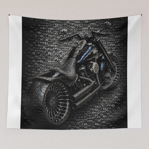 Item preview, Custom black motorcycle in artistic 3D micro mosaic designed and sold by JcAbstractArt.