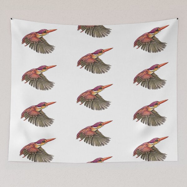 Item preview, Rufous-backed Kingfisher illustrations in a vintage natural history book designed and sold by wonderisland.