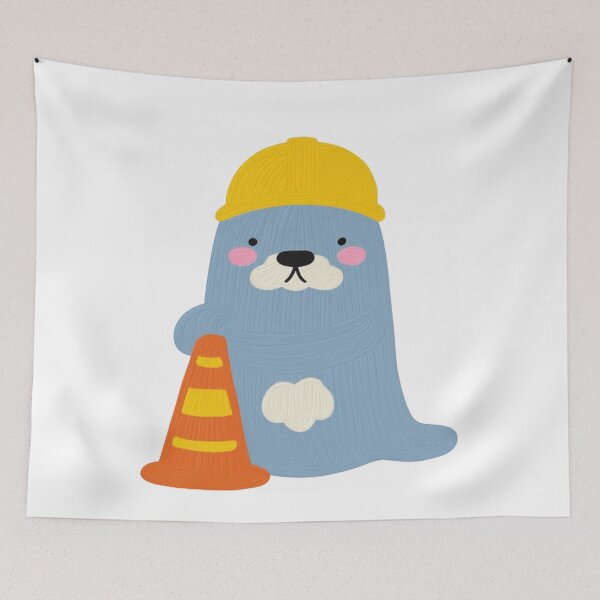 Item preview, Copy of Cute Neil the Seal with Traffic Cone Textured Oil Painting designed and sold by The Emoji Vibe.