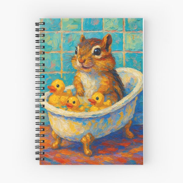 Item preview, Abstract Painting of Whimsical Chipmunk Bath | Cute Playful Chipmunk Illustration | Colorful Modern Kids Bathroom Wall Art Print designed and sold by PaintedPixels01.
