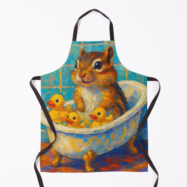 Item preview, Abstract Painting of Whimsical Chipmunk Bath | Cute Playful Chipmunk Illustration | Colorful Modern Kids Bathroom Wall Art Print designed and sold by PaintedPixels01.