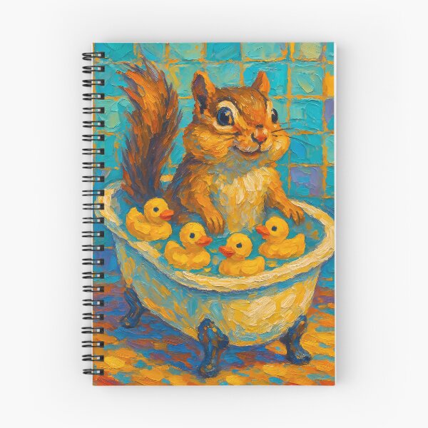 Item preview, Abstract Painting of Whimsical Chipmunk Bath | Cute Playful Chipmunk Illustration | Colorful Modern Kids Bathroom Wall Art Print designed and sold by PaintedPixels01.