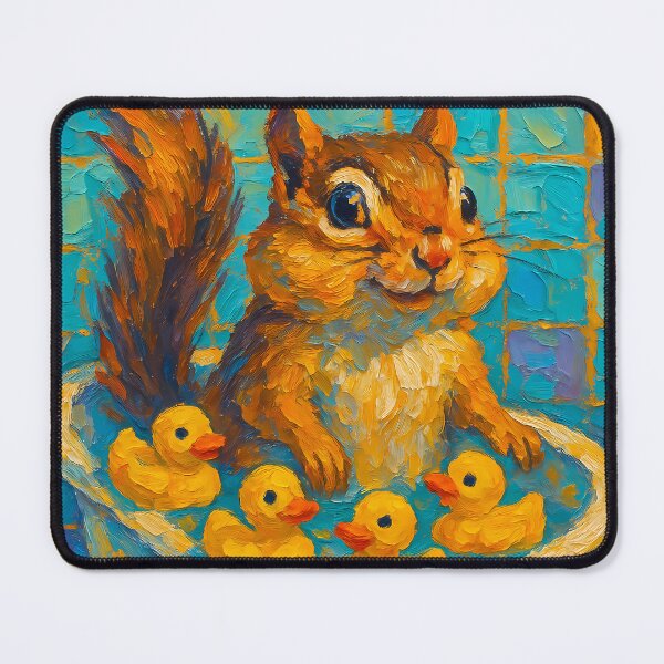 Item preview, Abstract Painting of Whimsical Chipmunk Bath | Cute Playful Chipmunk Illustration | Colorful Modern Kids Bathroom Wall Art Print designed and sold by PaintedPixels01.