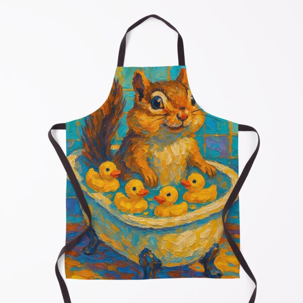Item preview, Abstract Painting of Whimsical Chipmunk Bath | Cute Playful Chipmunk Illustration | Colorful Modern Kids Bathroom Wall Art Print designed and sold by PaintedPixels01.