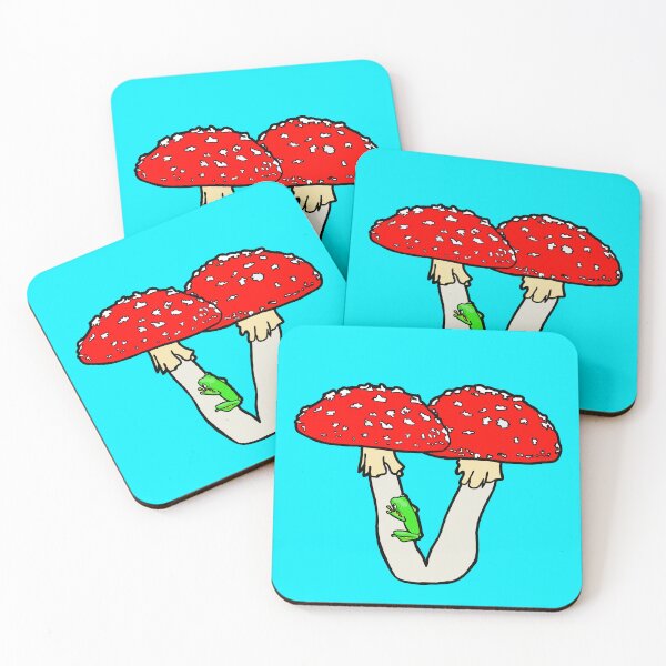 Item preview, Red Mushrooms and Tree Frog designed and sold by JoyfulRVA.