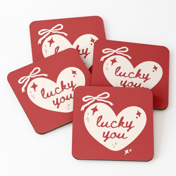 Item preview, Lucky You Red Aesthetic Heart Bow Sparkle Typography Design designed and sold by SpringTeaDesigns.