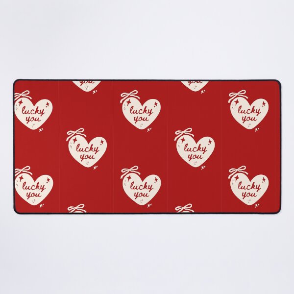 Item preview, Lucky You Red Aesthetic Heart Bow Sparkle Typography Design designed and sold by SpringTeaDesigns.