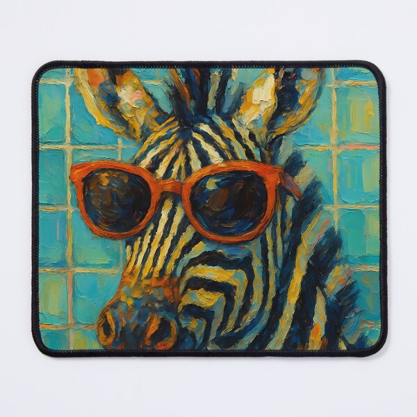 Item preview, Abstract Painting of Zebra's Coffee Break | Whimsical Cute Zebra Illustration | Colorful Modern Café Animal Wall Art Print designed and sold by PaintedPixels01.