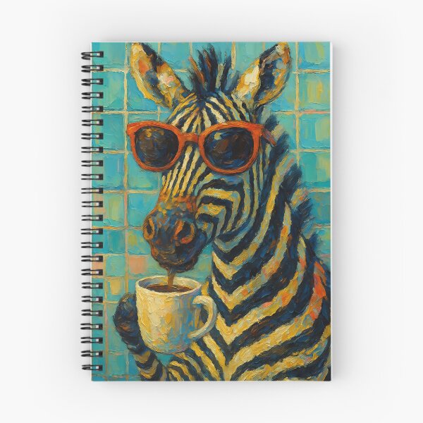 Item preview, Abstract Painting of Zebra's Coffee Break | Whimsical Cute Zebra Illustration | Colorful Modern Café Animal Wall Art Print designed and sold by PaintedPixels01.