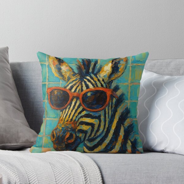 Item preview, Abstract Painting of Zebra's Coffee Break | Whimsical Cute Zebra Illustration | Colorful Modern Café Animal Wall Art Print designed and sold by PaintedPixels01.