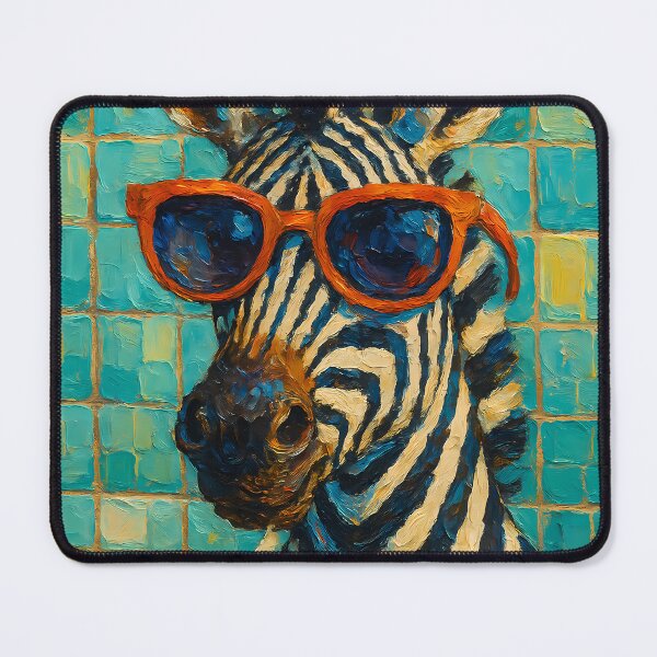 Item preview, Abstract Painting of Zebra's Coffee Break | Whimsical Cute Zebra Illustration | Colorful Modern Café Animal Wall Art Print designed and sold by PaintedPixels01.