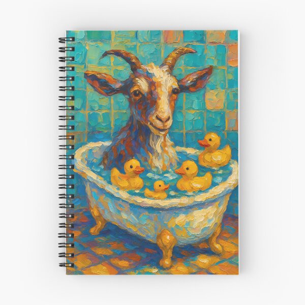 Item preview, Abstract Painting of Whimsical Goat Bath | Cute Playful Goat Illustration | Colorful Modern Farmhouse Bathroom Wall Art Print designed and sold by PaintedPixels01.
