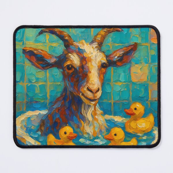 Item preview, Abstract Painting of Whimsical Goat Bath | Cute Playful Goat Illustration | Colorful Modern Farmhouse Bathroom Wall Art Print designed and sold by PaintedPixels01.