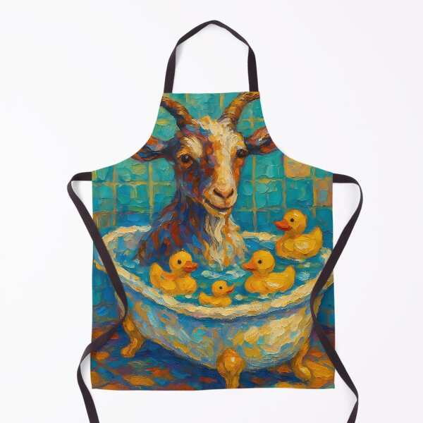 Item preview, Abstract Painting of Whimsical Goat Bath | Cute Playful Goat Illustration | Colorful Modern Farmhouse Bathroom Wall Art Print designed and sold by PaintedPixels01.