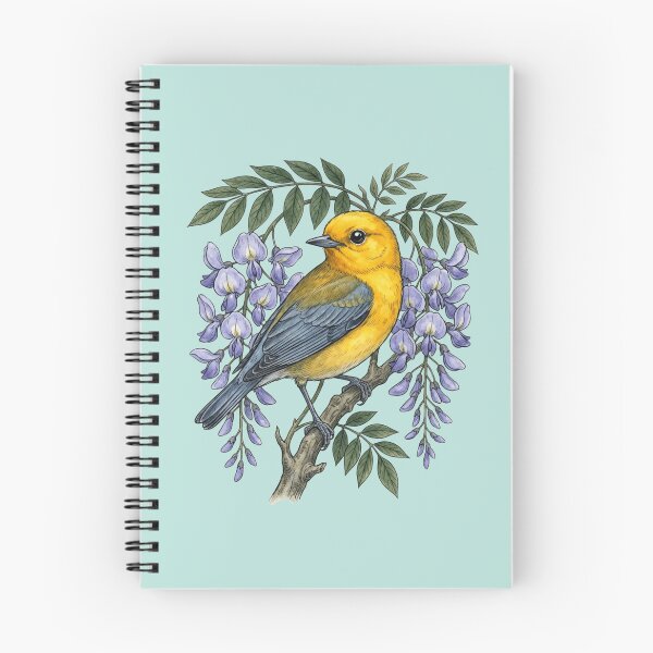 Item preview, Prothonotary Warbler with Wisteria Blossoms designed and sold by BirdsnStuff.