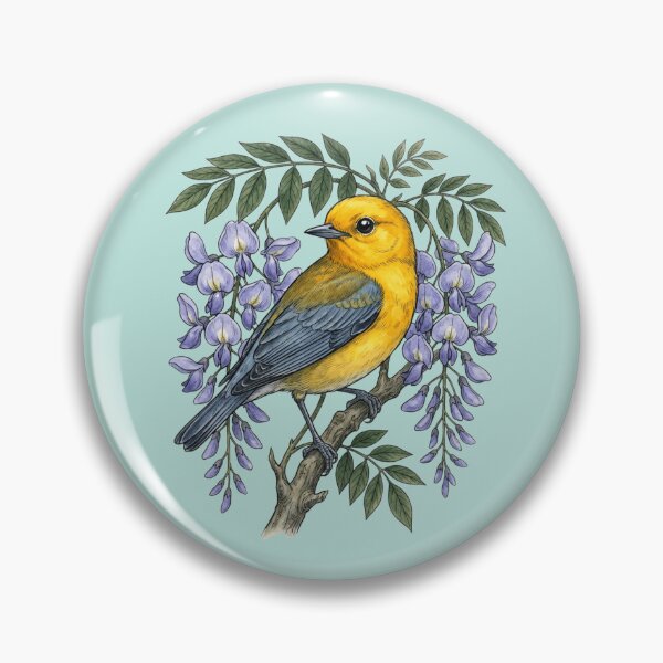 Item preview, Prothonotary Warbler with Wisteria Blossoms designed and sold by BirdsnStuff.