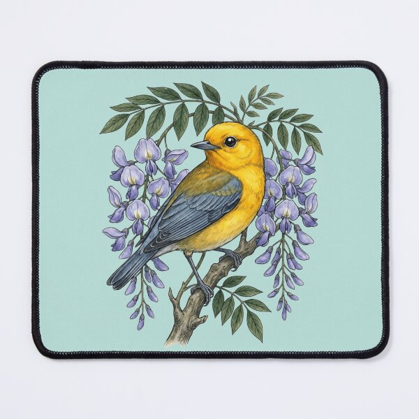 Item preview, Prothonotary Warbler with Wisteria Blossoms designed and sold by BirdsnStuff.